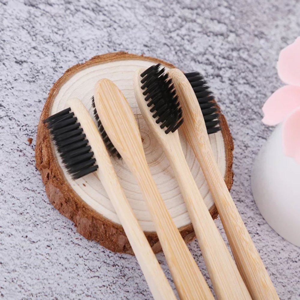 10 Bamboo Toothbrushes (charcoal infused )